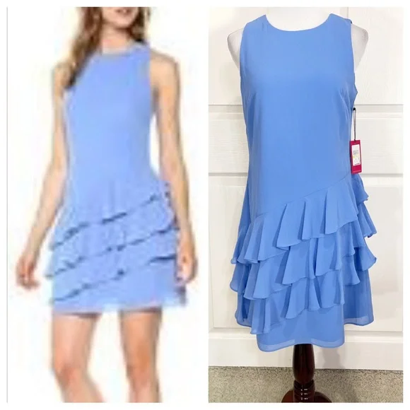 Vince Camuto | Dresses | Nwt Vince Camuto Chiffon Ruffle Shift Dress |  Poshmark